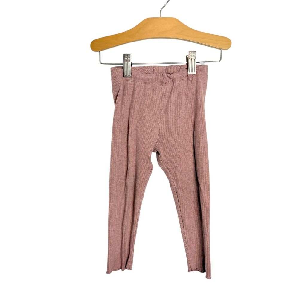 HM Adorables Toddler Girls Ribbed Leggings Dusty Rose Pink Lettuce Edge 2T